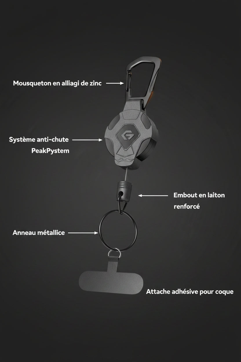 Retractable Keychain Heavy Duty Tactical ID Badge Reel Strap Holder with Phone Clip Fastener Retractable Cord Keyring