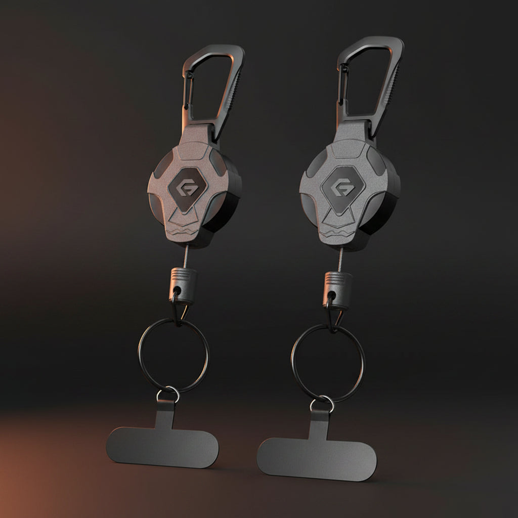 Retractable Keychain Heavy Duty Tactical ID Badge Reel Strap Holder with Phone Clip Fastener Retractable Cord Keyring