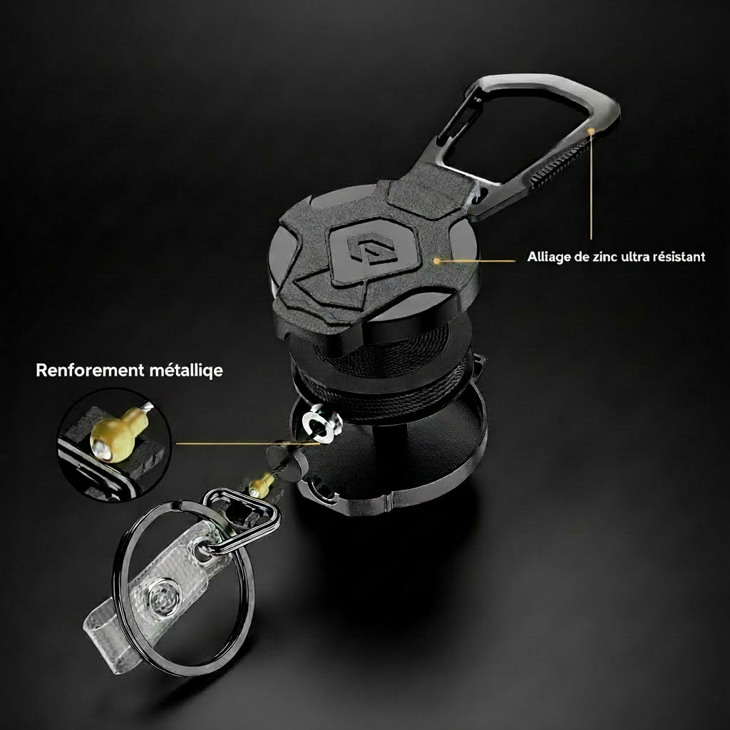 Retractable Keychain Heavy Duty Tactical ID Badge Reel Strap Holder with Phone Clip Fastener Retractable Cord Keyring